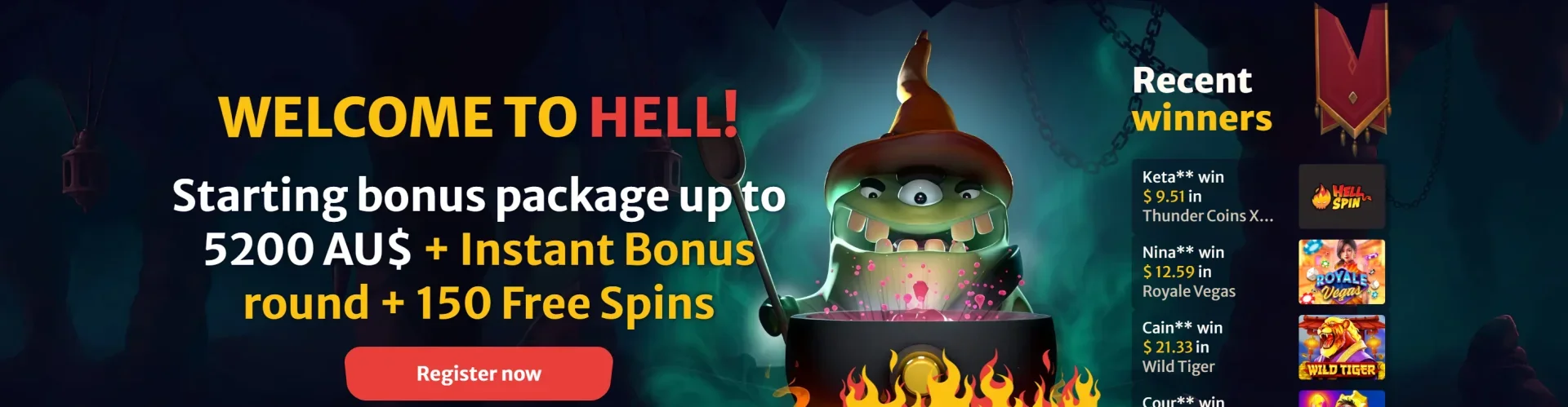 Hell Spin Casino welcome bonus 5200 AUD